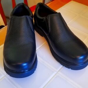 Dr. Scholl's Men's Work Slip-On Shoe with Massaging Gel Black Leather 8 1/2